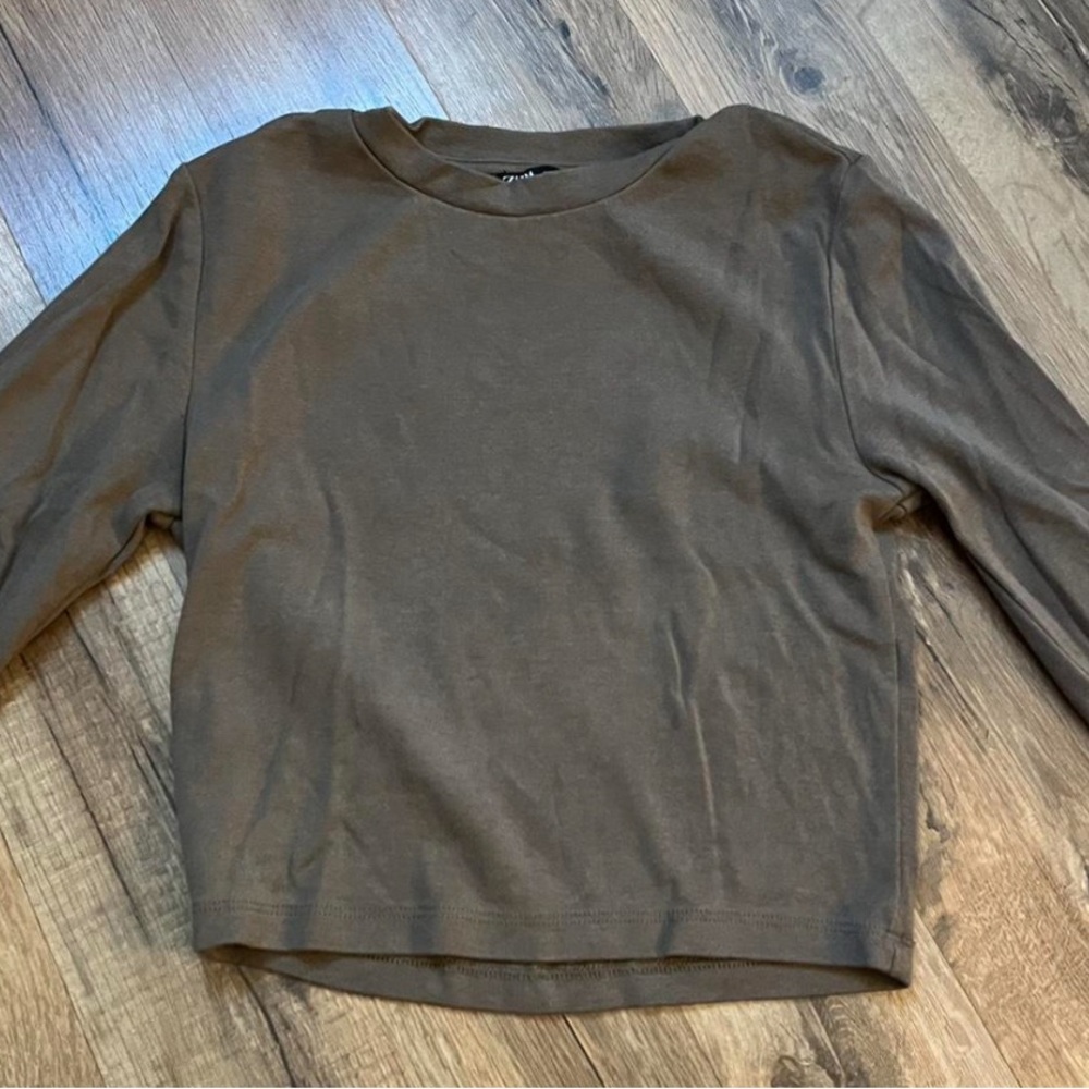 Zara long sleeve crop top light brown/taupe color